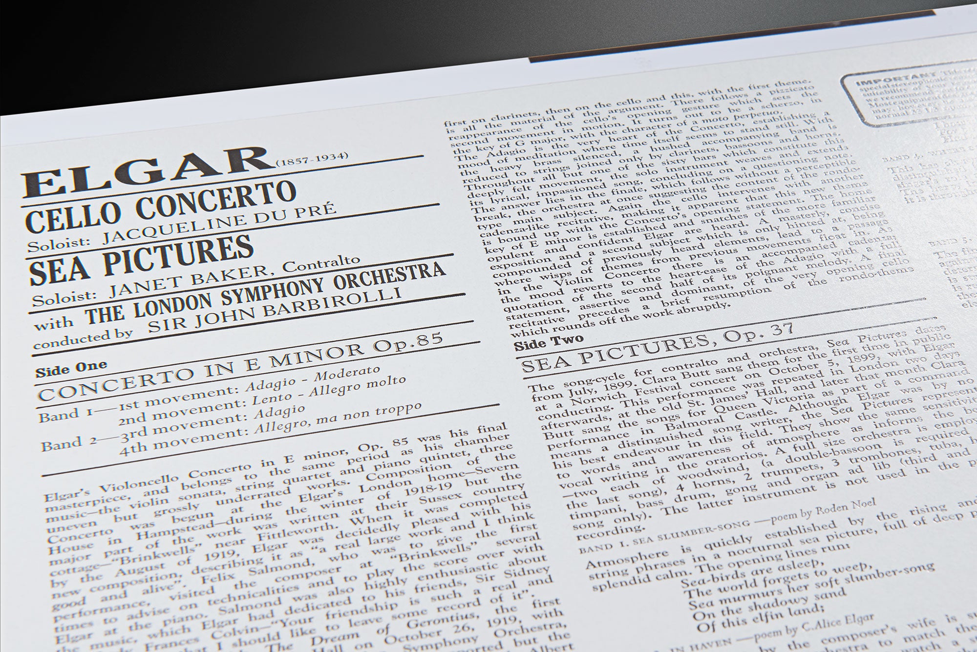 Cello Concerto / Sea Pictures