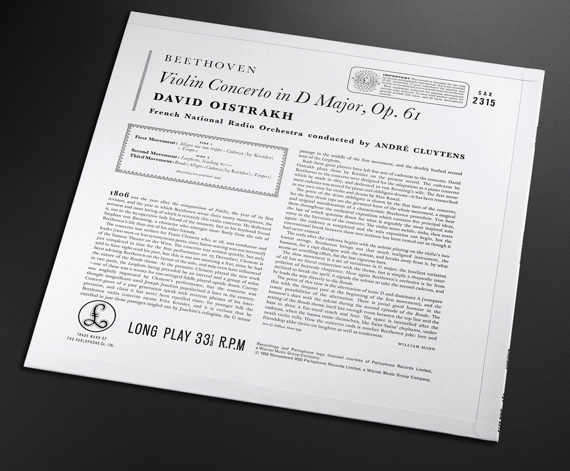 Violin Concerto In D Major, Op. 61